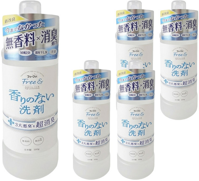 FaFa 熊寶貝Free 無香精濃縮洗衣精, 500ml, 5瓶