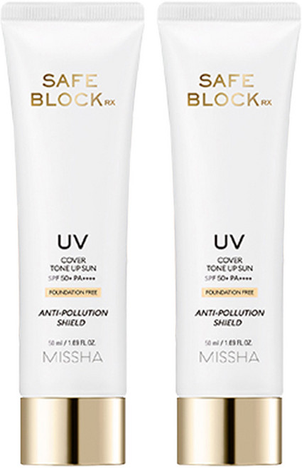 미샤 세이프 블록RX 커버 톤업 선크림 SPF50+ PA++++, 50ml, 2개