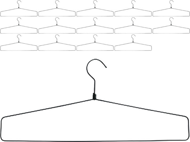네이쳐리빙 튼튼한 이불정리 와이드 옷걸이, 블랙, 15개