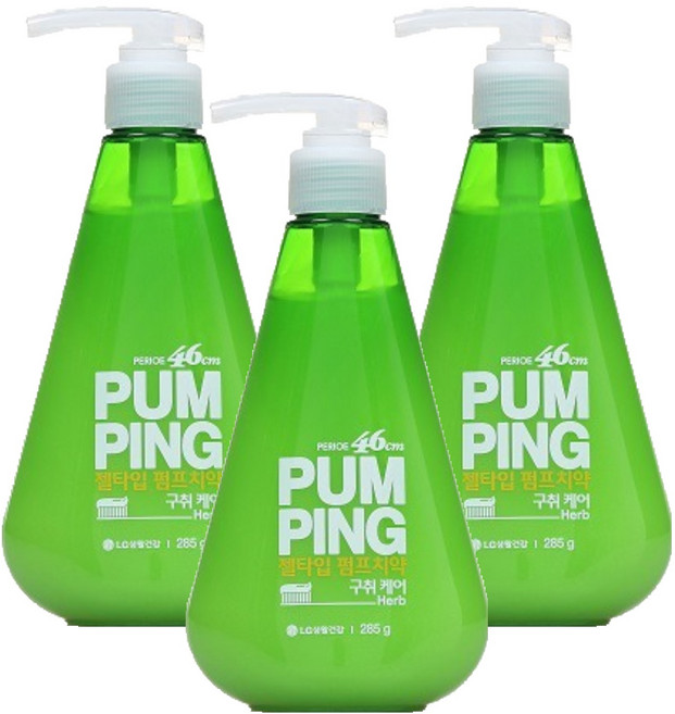 페리오 46cm 펌핑 젤타입 펌프치약 구취케어, 285g, 3개