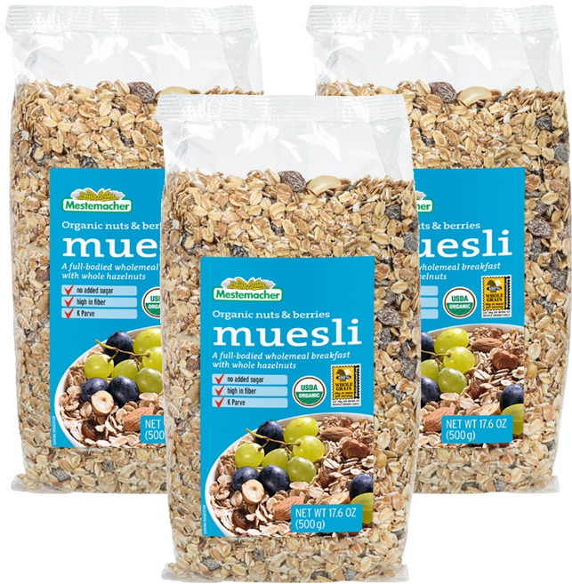 메스터마허 유기농 견과류와 베리 뮤즐리, 3개, 500g