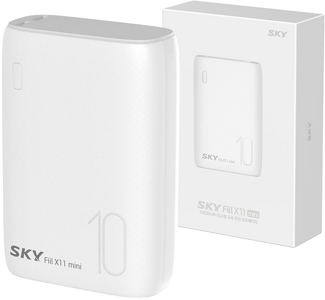 SKY 필 X11 미니 10000mAh 초소형 고속 유선 보조배터리 C타입, SKY-X11PD, 화이트