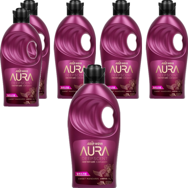 아우라 딥센트 초고농축 섬유유연제 스윗만다린 본품, 1L, 6개