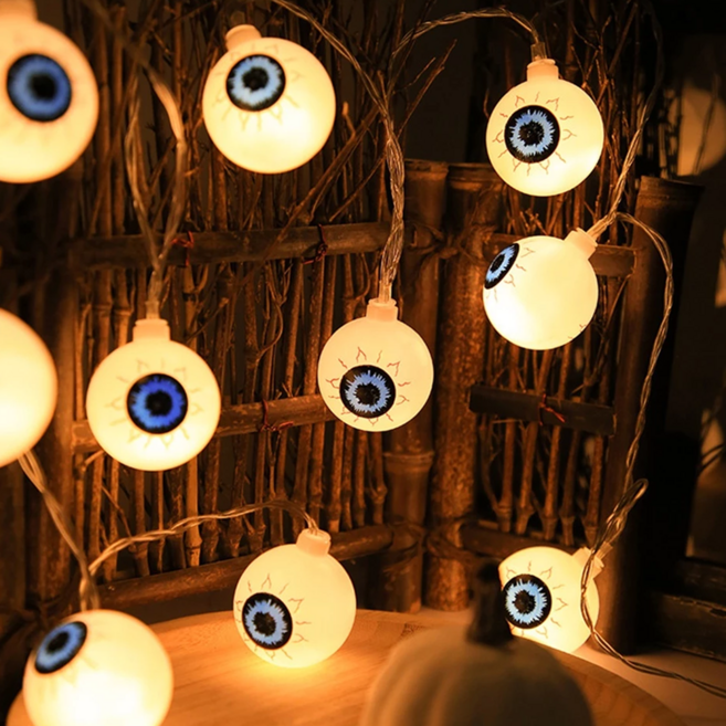 節慶佈置燈串 20燈 3m, 萬聖節 眼球燈 白色, 1組