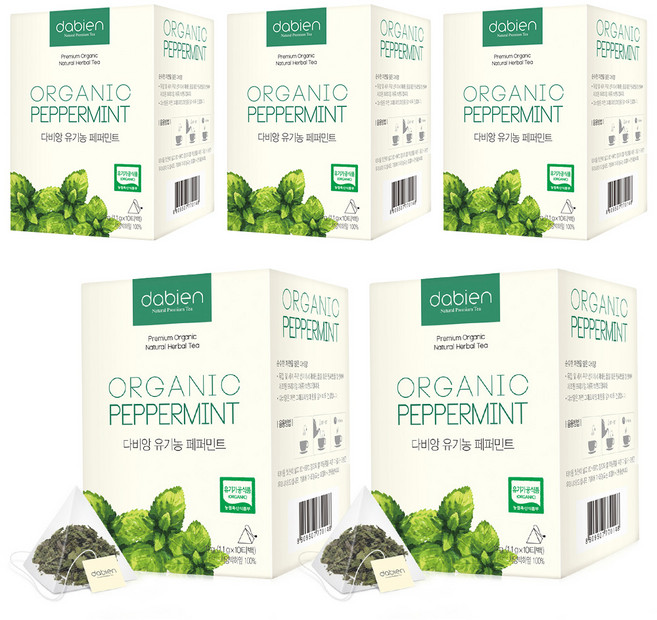 다비앙 유기농 페퍼민트차, 10개입, 5개, 1.1g