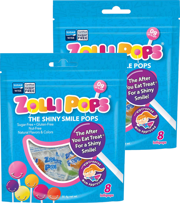 ZOLLI POPS 木糖醇無糖棒棒糖 綜合水果口味, 58.4g, 2袋
