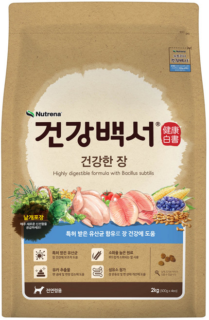건강백서 강아지 기능성 사료, 흰살생선, 2kg, 1개