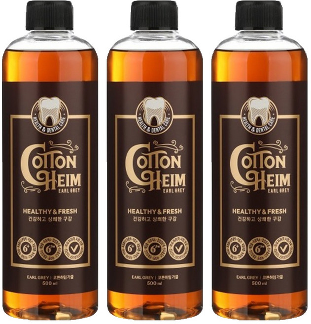 코튼하임 얼그레이 민트향 가글액, 500ml, 3개