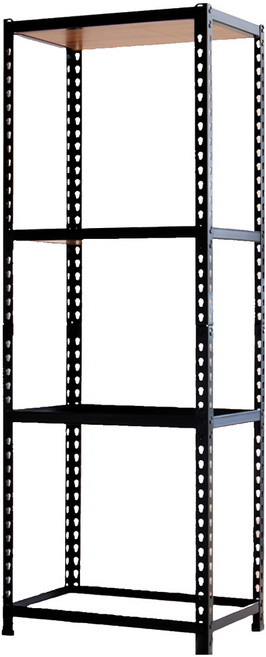 AMOS 亞摩斯 四層免螺絲角鋼木板貨架 WTA022BK 61 x 46 x 169cm, 黑色, 1個