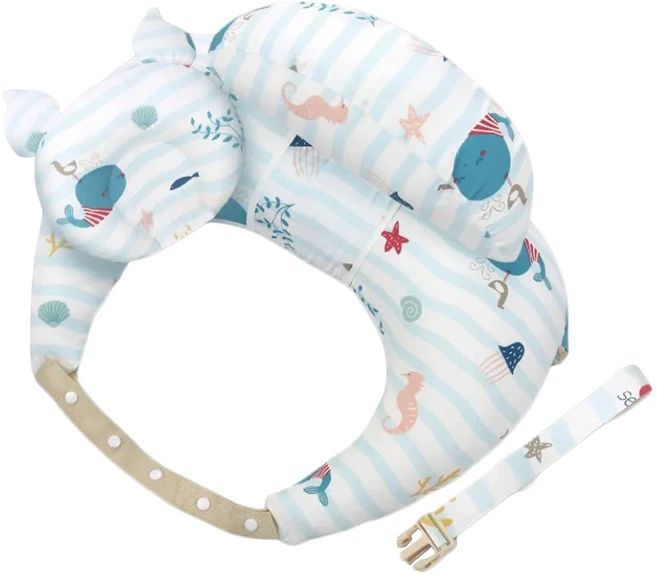 月亮枕套裝 (月亮枕+輔助肩帶+嬰兒枕+護欄) 300g 嬰兒枕/寶寶枕 親膚材質 舒適哺乳 安全防護, 海洋世界 多色, 1組