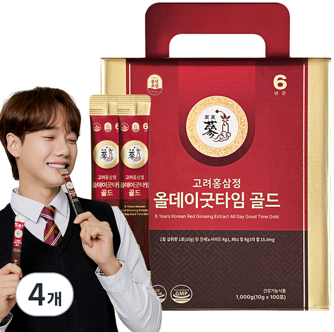 풍년보감 6년근 고려홍삼정 올데이굿타임 골드, 1kg, 4개