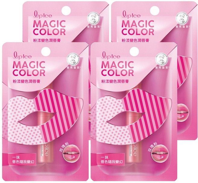 MENTHOLATUM 曼秀雷敦 粉漾變色潤唇膏 玫瑰粉 隨雙唇溫度變化, 2g, 4支