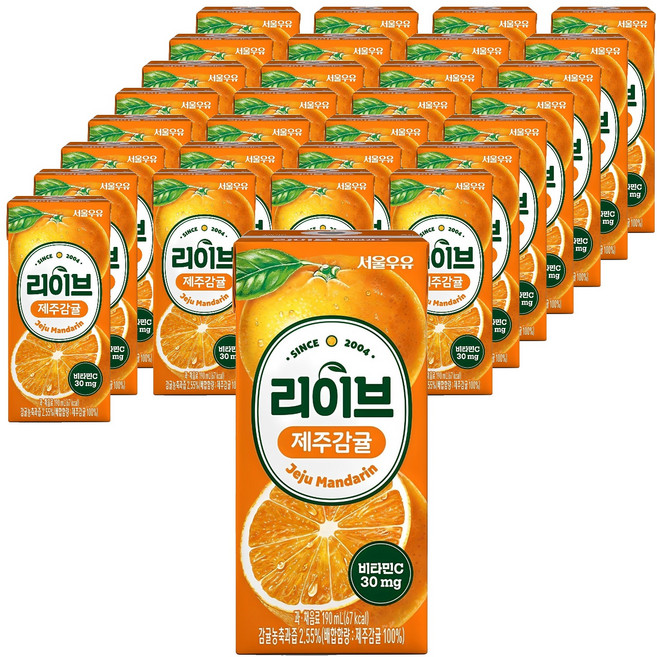 서울우유 리이브 제주감귤 주스, 190ml, 48개