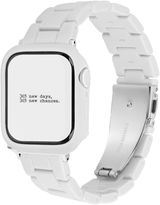 케이안 애플워치 블럭 스트랩 케이스 세트, 화이트, 1개