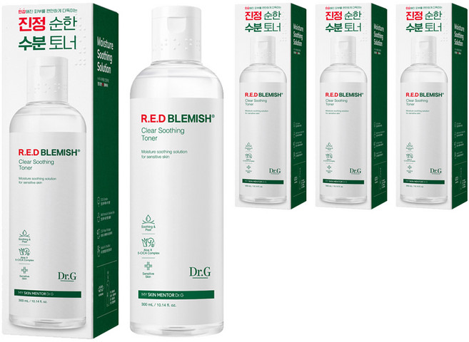 닥터지 레드 블레미쉬 클리어 수딩 토너, 300ml, 4개
