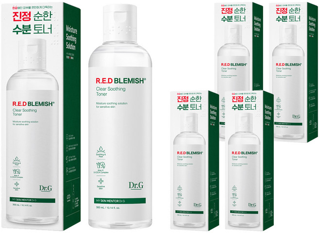 닥터지 레드 블레미쉬 클리어 수딩 토너, 300ml, 5개