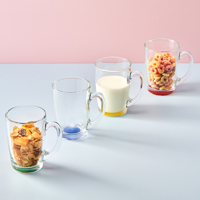 루미낙 레인보우 강화 유리 머그 4p 세트 320ml, 혼합색상, 1개