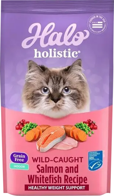 Halo 嘿囉 成貓用 無穀乾糧, 野生鮭魚燉白魚, 2.72kg, 1袋