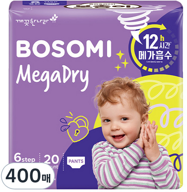 보솜이 메가드라이 팬티형 기저귀 공용, 6단계, 400매