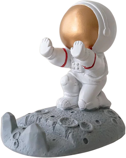 名仕 太空人造型手機座 太空人生活動造型 月球表面厚底座, 灰色 + 白色 + 紅色 款式隨機, 1個
