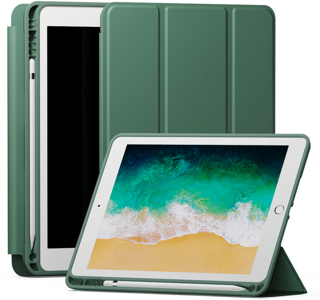 신지모루 스마트커버 펜슬 수납 태블릿 케이스, 딥그린, 1개