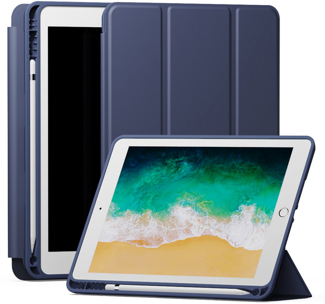 신지모루 스마트커버 펜슬 수납 태블릿 케이스, 네이비, 1개