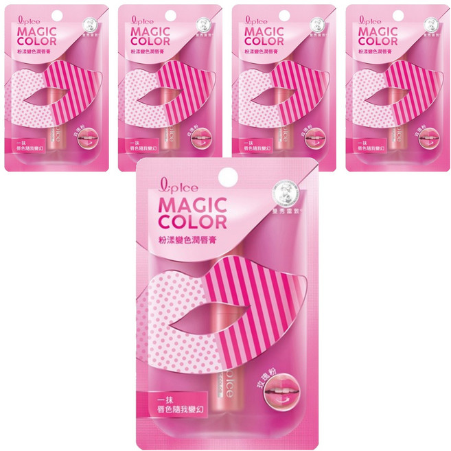 MENTHOLATUM 曼秀雷敦 粉漾變色潤唇膏 玫瑰粉 隨雙唇溫度變化, 2g, 5支