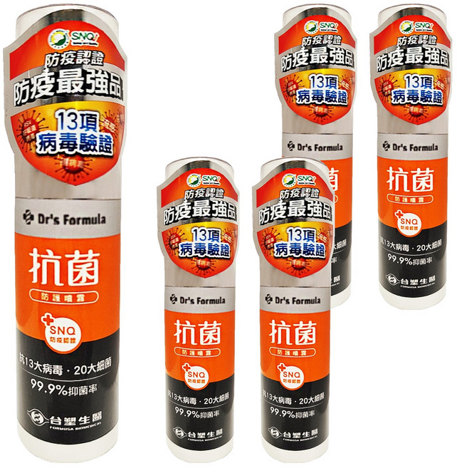 台塑生醫 Dr's Formula 抗菌防護噴霧瓶, 100g, 5瓶
