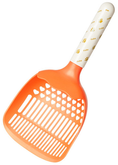 둥둥펫 고양이 빠른 화장실 청소 촘촘 하트스쿱 모래삽, 오렌지, 1개