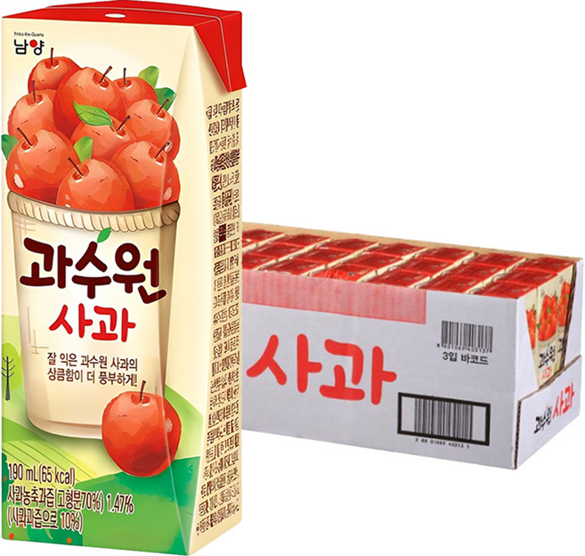 남양과수원 사과주스, 190ml, 24개