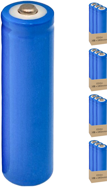 EDISH 可充電鋰電池 1800mAH 6.6 x 1.8cm, 3個裝, 12個