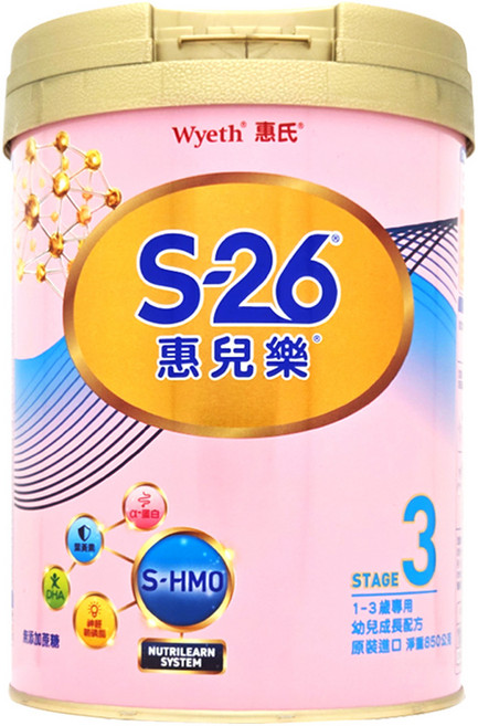 Wyeth 惠氏 S-26 惠兒樂幼兒成長配方奶粉 再升級版 3號 1~3歲, 850g, 1入, 1罐