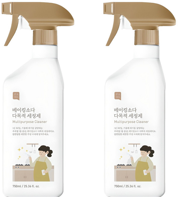 쉼표365 베이킹소다 대용량 다목적 세정제, 750ml, 2개