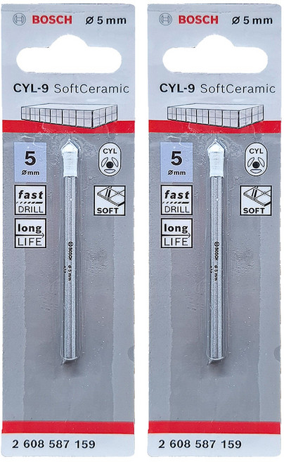 BOSCH 博世 台灣公司貨 玻璃磁磚鑽頭 CYL-9 #2608587159 5mm, 2支