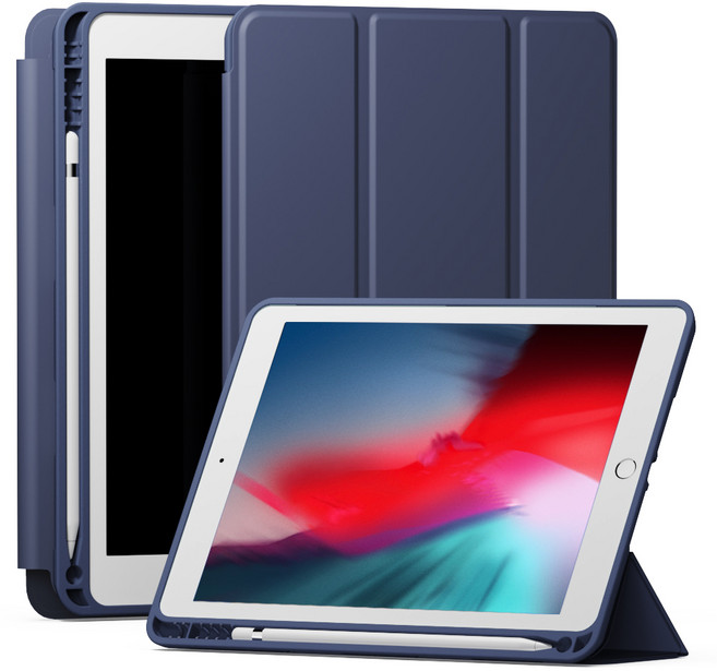 신지모루 스마트커버 펜슬 수납 태블릿 케이스, 네이비, 1개