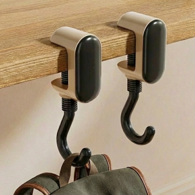 쿠말 휴대용 무타공 책상 데스크 가방걸이, 2개, 블랙화이트