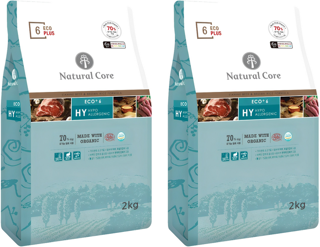 네츄럴코어 전연령 강아지 에코플러스6 건식사료, 소, 2kg, 2개