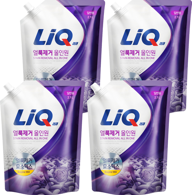 리큐 얼룩제거 올인원 일반용 액상세제 리필, 2.1L, 4개