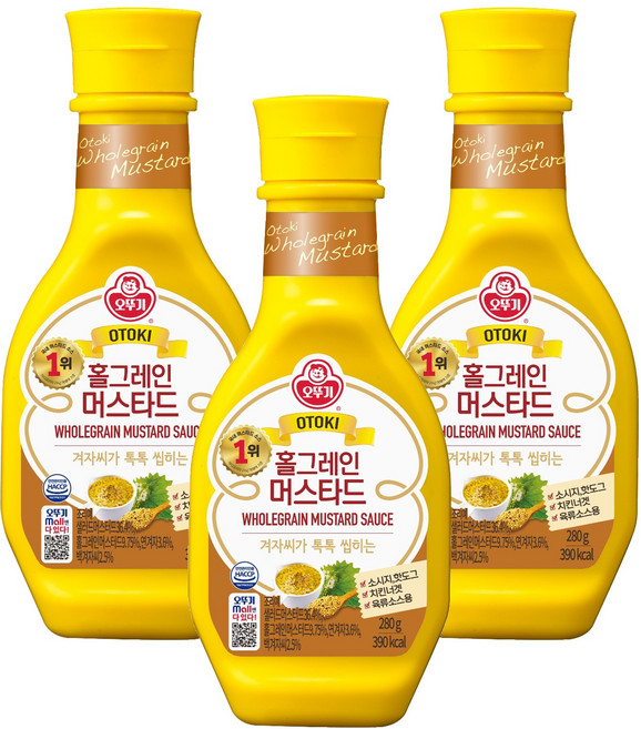 오뚜기 홀그레인머스타드, 280g, 3개