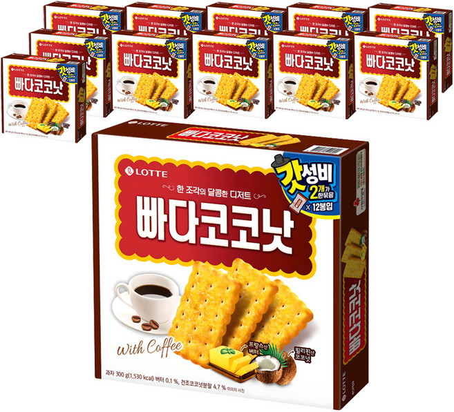 롯데웰푸드 빠다코코낫, 300g, 12개