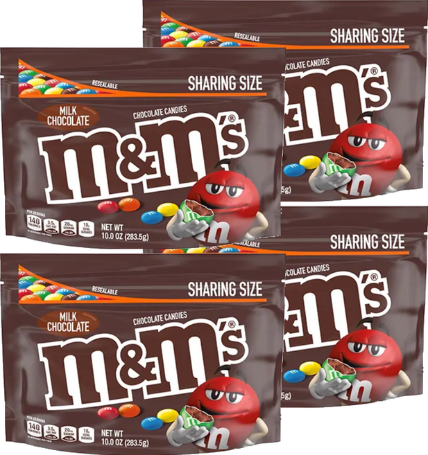 m&m's 牛奶糖衣巧克力, 4包, 283.5g