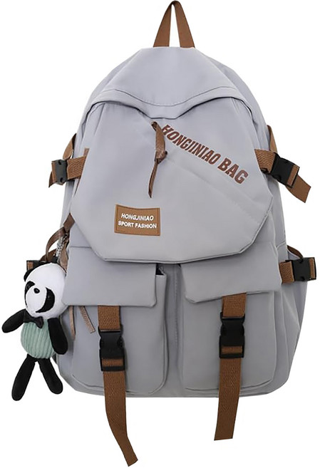 AFAMIC 艾法 日系簡約無印風純色多層次雙肩抗震後背包, 灰色