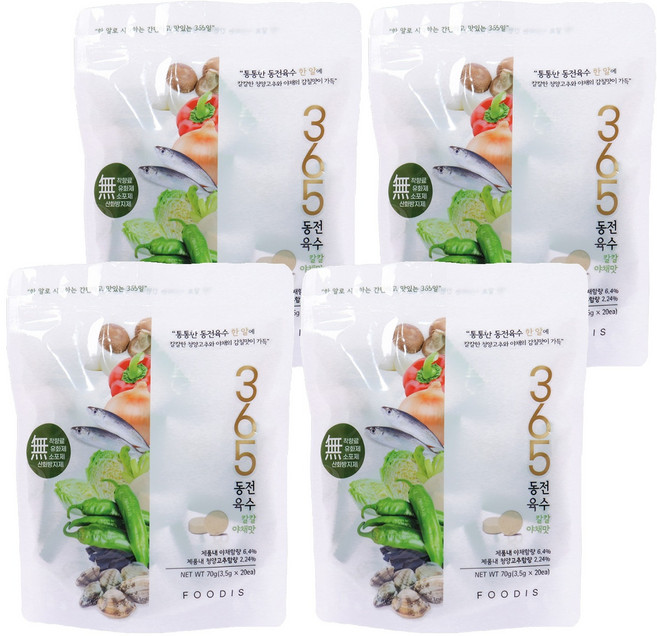 푸디즈 365 동전육수 칼칼야채맛 20p, 70g, 4개