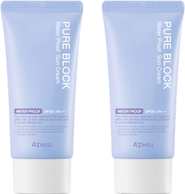 어퓨 퓨어 블록 내추럴 워터프루프 선크림 SPF50+ PA+++, 50ml, 2개