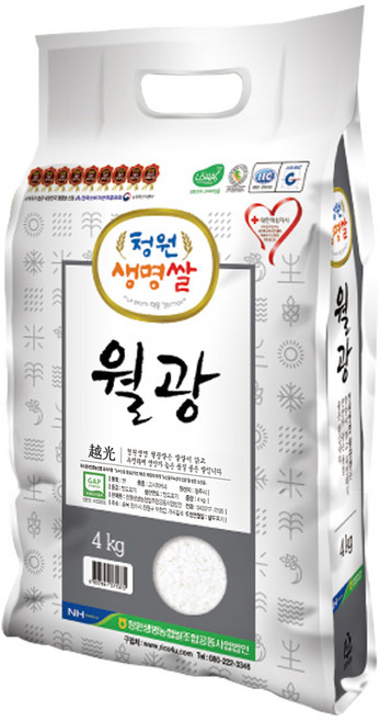 청원생명농협 월광 고시히카리 쌀, 4kg, 1개