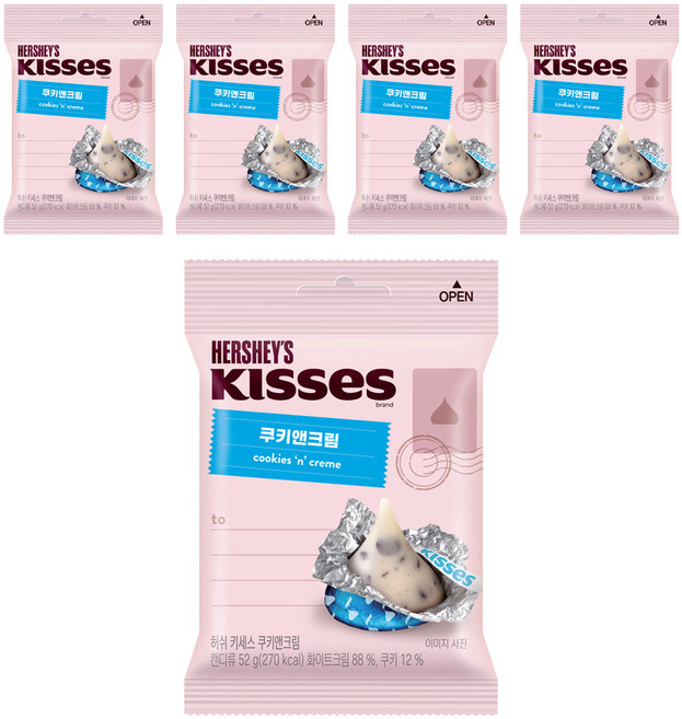 키세스 쿠키앤크림, 52g, 5개