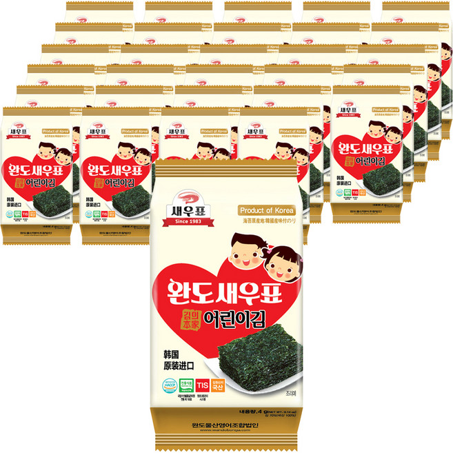 새우표 완도 어린이 도시락김, 4g, 108개