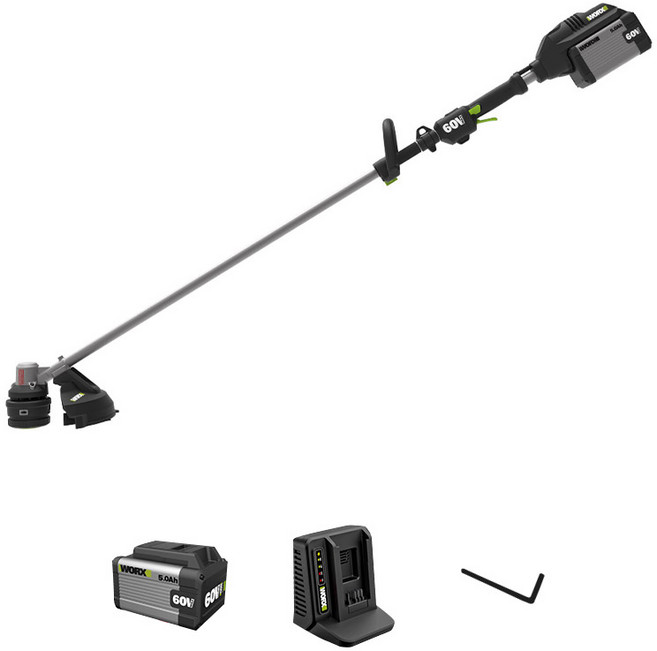 WORX 충전 예초기 60V 5.0Ah WD160E, 1개