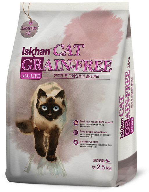 이즈칸 캣 그레인프리 올라이프 기능성 사료, 유리너리+헤어볼, 2.5kg, 1개