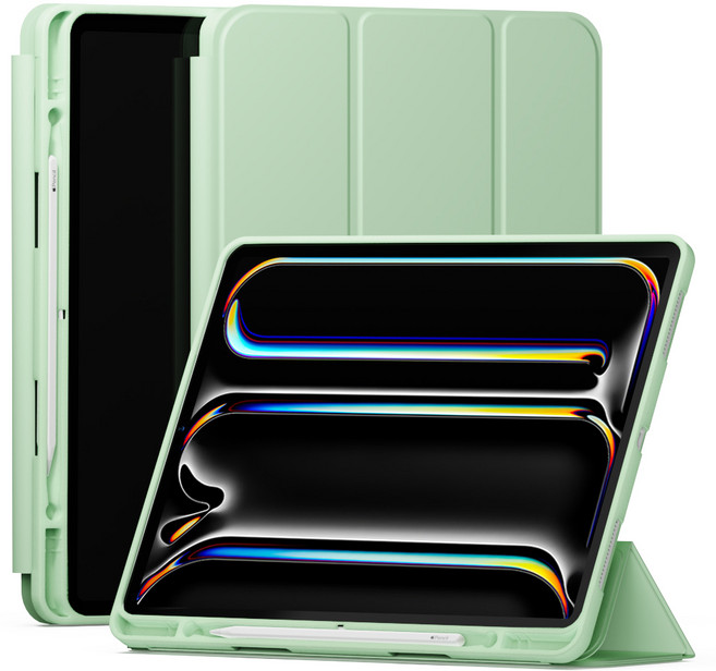 신지모루 신지폴리오 스마트커버 애플펜슬 수납 태블릿 케이스, 아보카도 그린, 1개